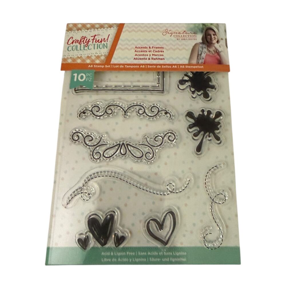 Crafter's Companion 10 Piece Accents & Frames Rubber Cling Stamps